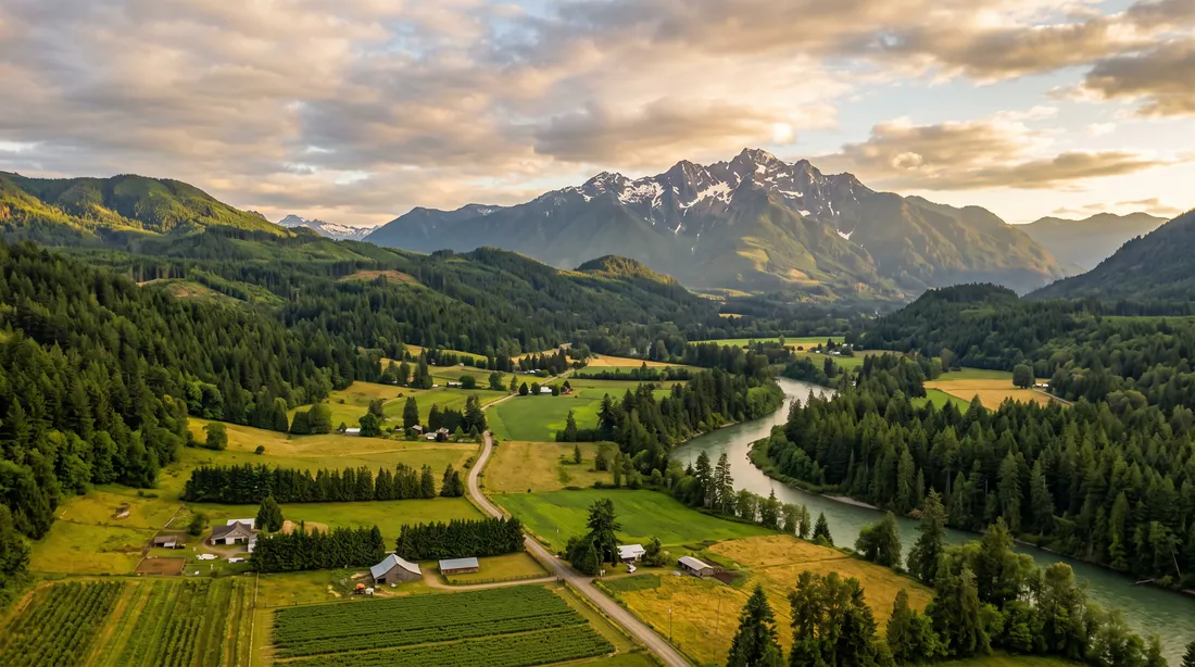 Cascade foothills and river valley near Granite Falls